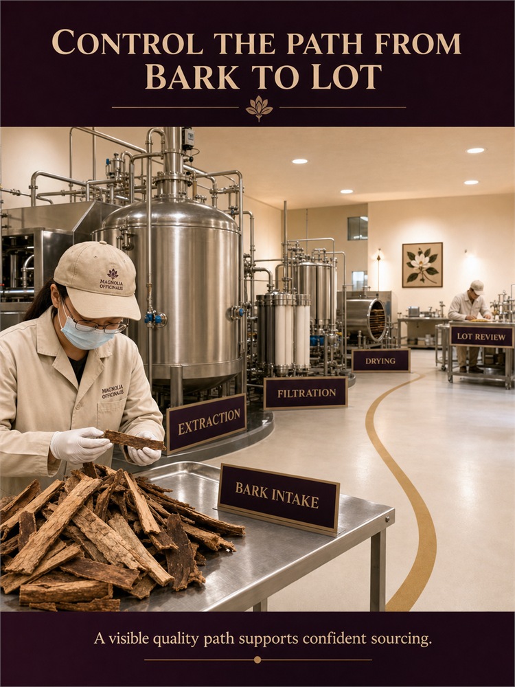 Magnolia Bark Extract for Bulk Ingredient Sourcing Application and packaging detail