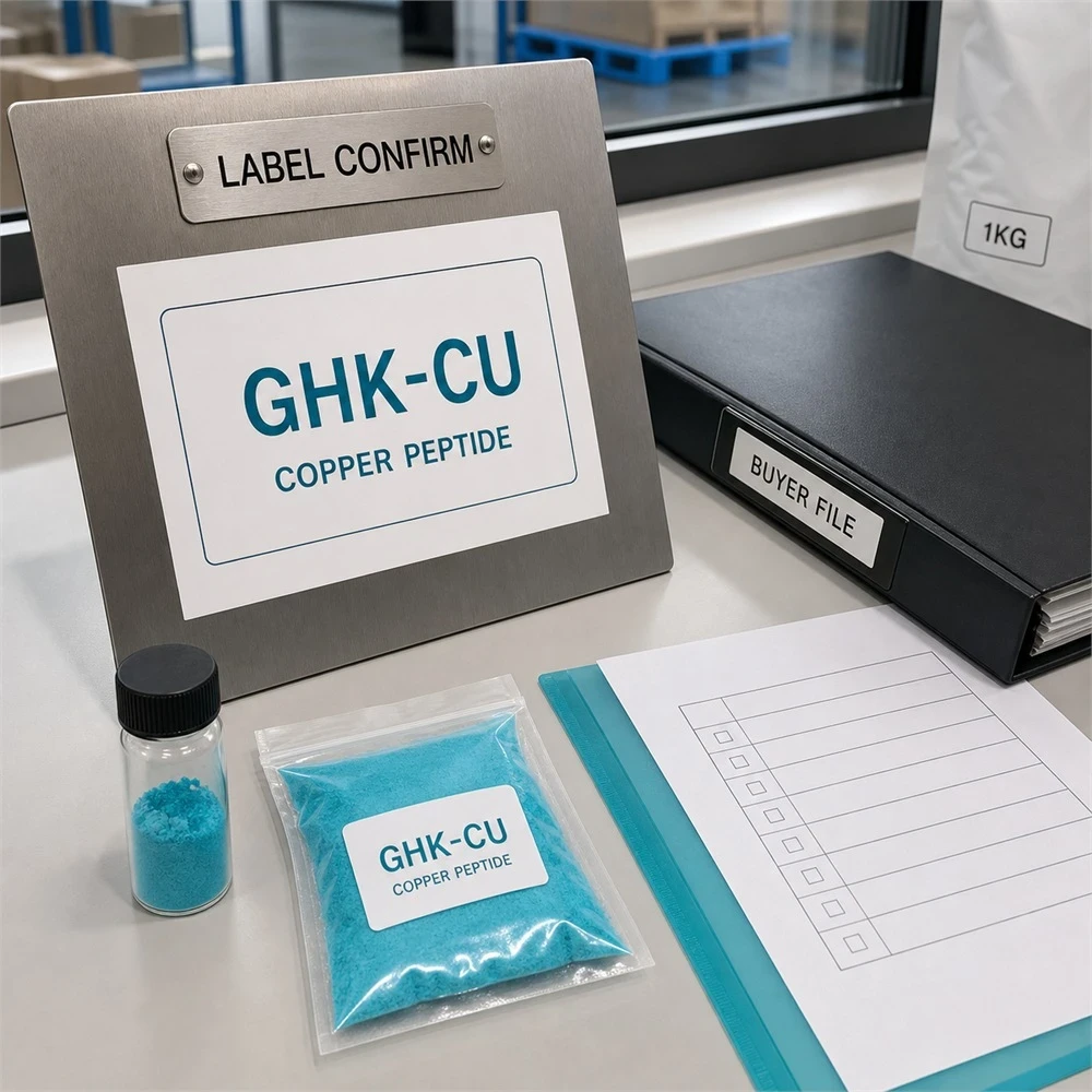GHK-Cu Blue Copper Peptide Powder – Sample and Bulk Supply product format presentation