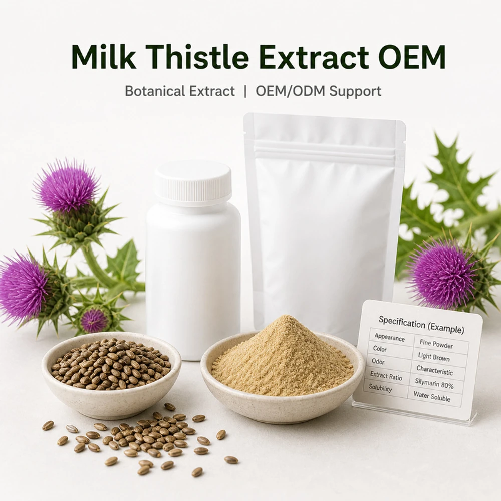Milk Thistle Extract Standardized to 80% Silymarin for Botanical Sourcing